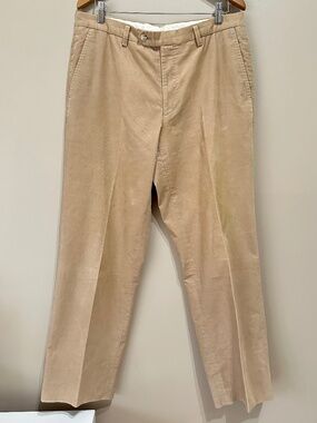 Burberry Mens Beige Cotton-Twill Trousers